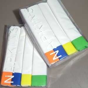 100% Cotton Napkins Set of 8 White 21" x 21" with Color Trim NEW